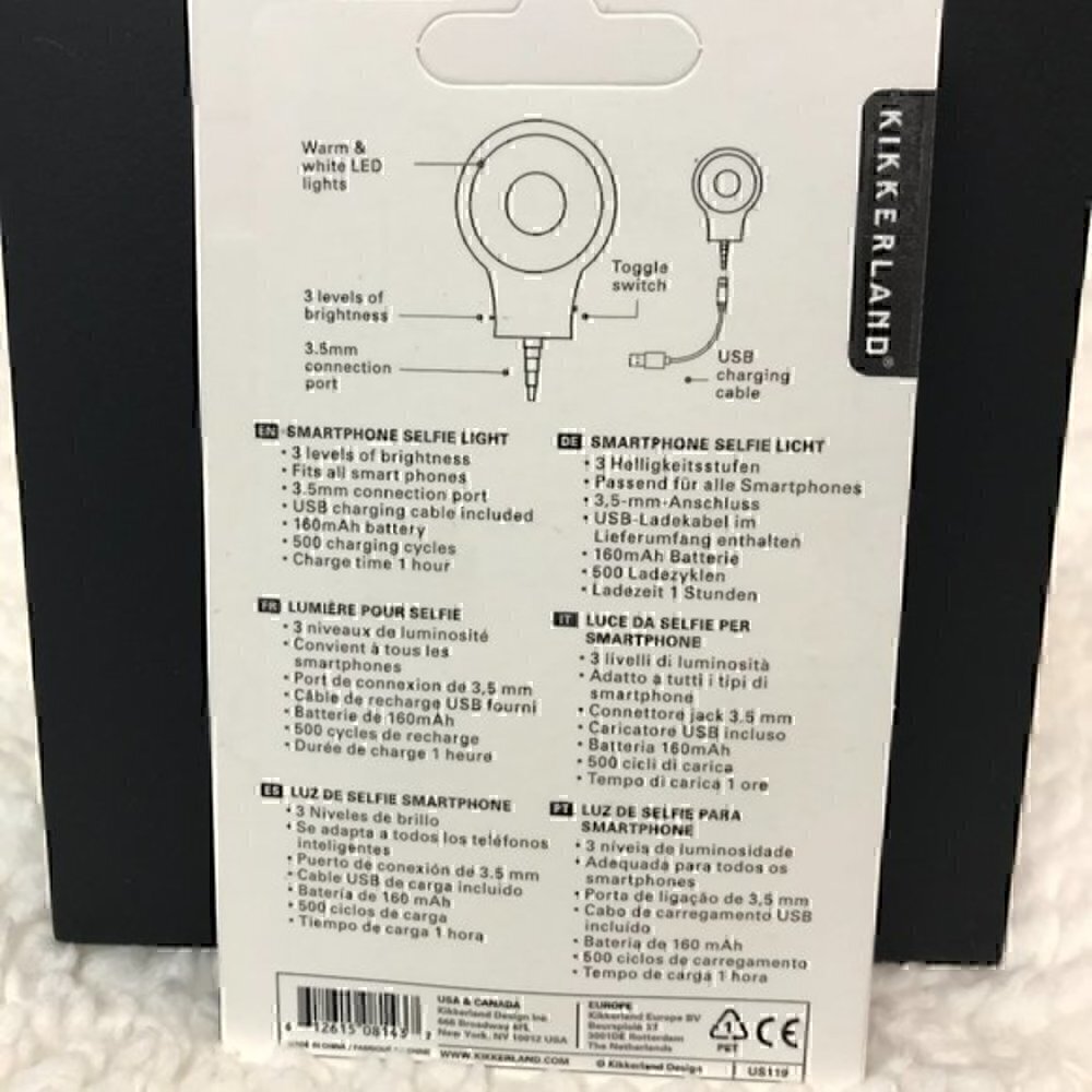 Kikkerland Smart Phone Bundle Wide-Angle Clip Lens + Selfie Light - Picture 3 of 5
